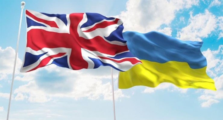 Ukraine and UK flags