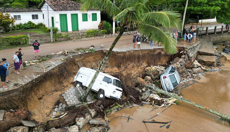 Damage caused by heavy rainfalls in Brazil