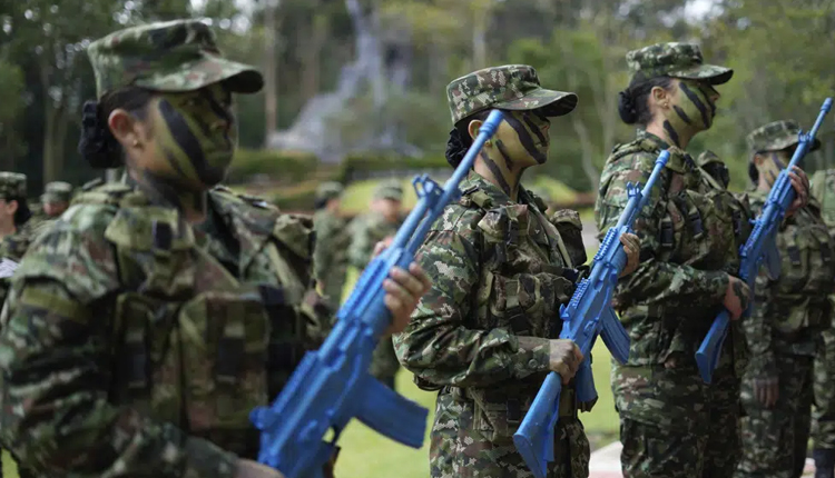 Female recruits of the Colombian army at a military base in Bogota