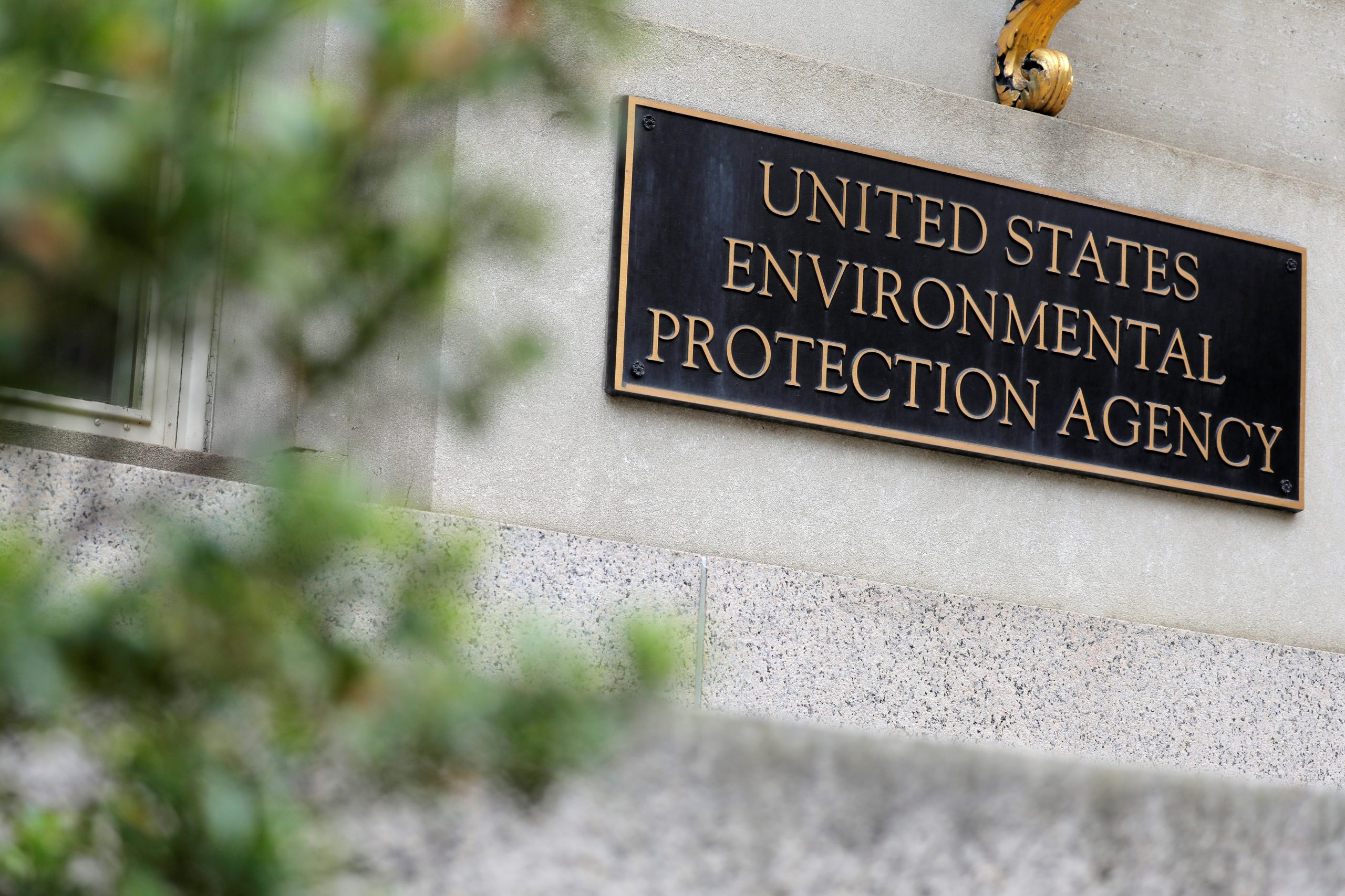 Signage is seen at the headquarters of the United States Environmental Protection Agency (EPA) in Washington, D.C., U.S.