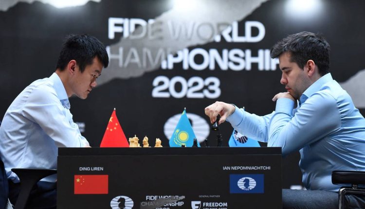 Ding Liren and Ian Nepomniachtchi during the match