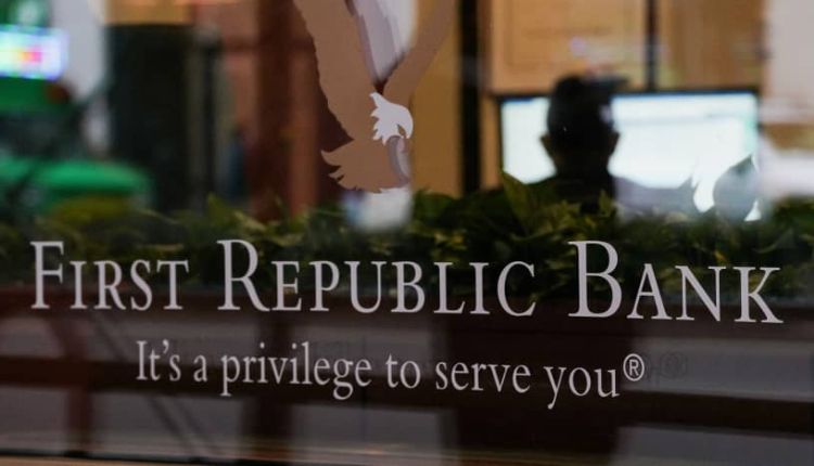 A view of the First Republic Bank logo at the Park Avenue location, in New York City, March 10, 2023