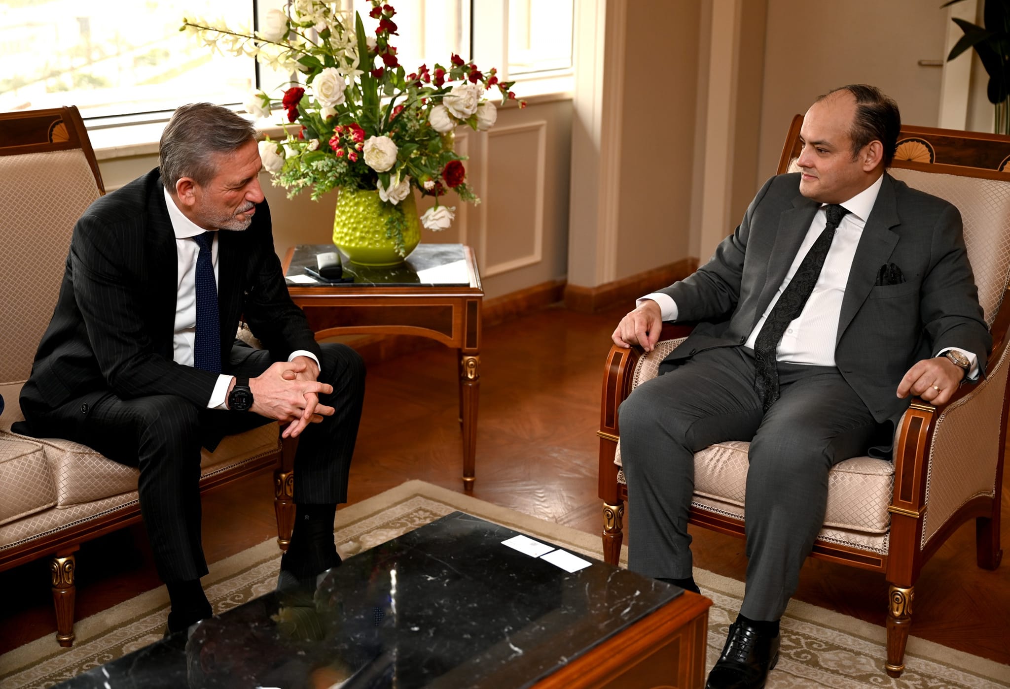 Egypt's Trade Minister, Ahmed Samir (right), and Turkey’s Chairman of the Board of Directors of Bursa Chamber of Commerce and Industry, İbrahim Burkay